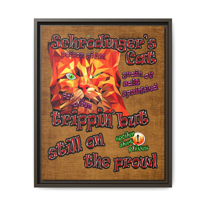 schrodinger's cat - framed canvas art (brown papyrus)