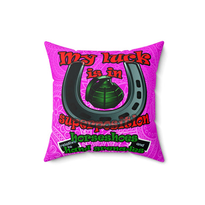 my luck - Faux Suede Square Pillow - (pink swirl)