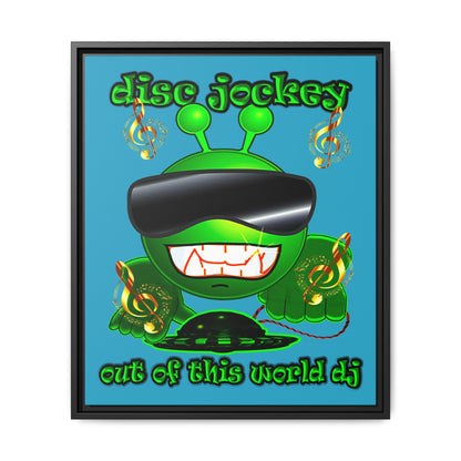 disc jockey - framed canvas art (turquoise)