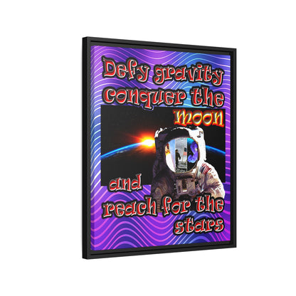 defy conquer reach - framed canvas art (purple wave)