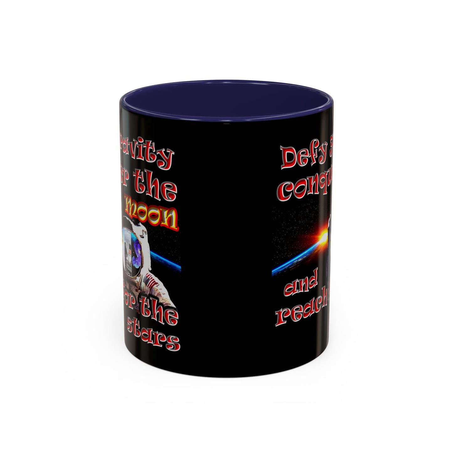defy conquer reach - Accent Mug (black)