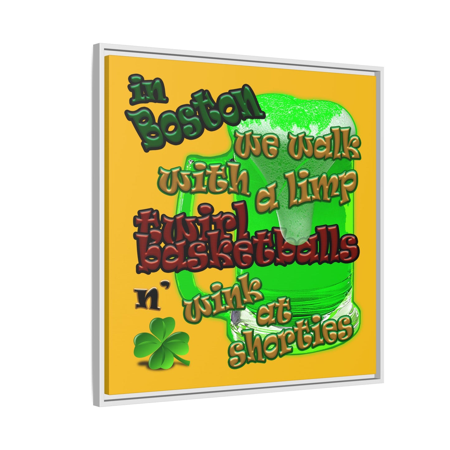 celtics logo - framed canvas art (yellow)