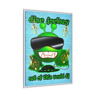 disc jockey - framed canvas art (faded blue)