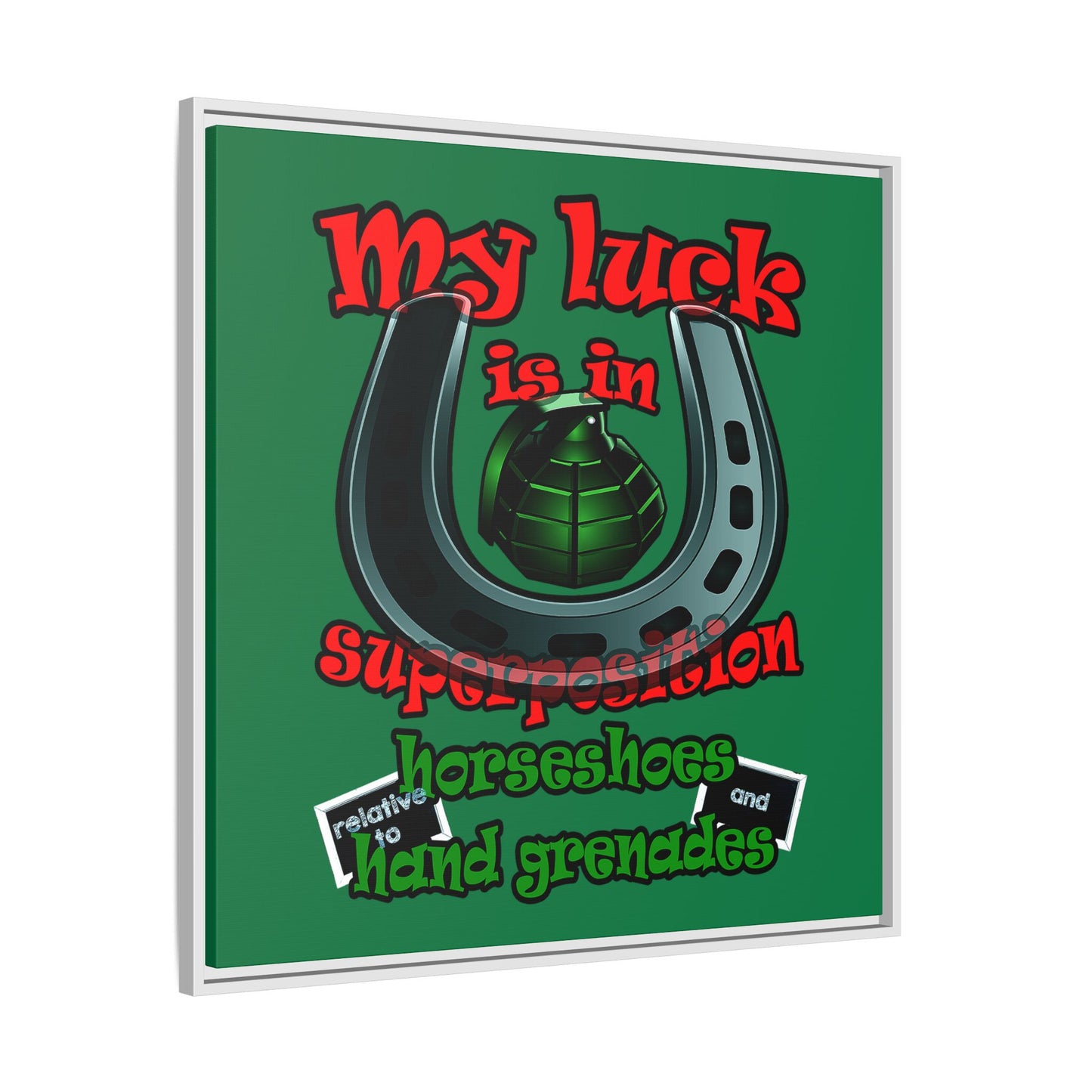 my luck - framed canvas art (dark green)