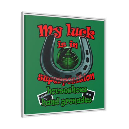 my luck - framed canvas art (dark green)