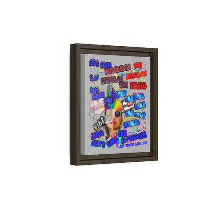 drop the beat - framed canvas art (light grey)