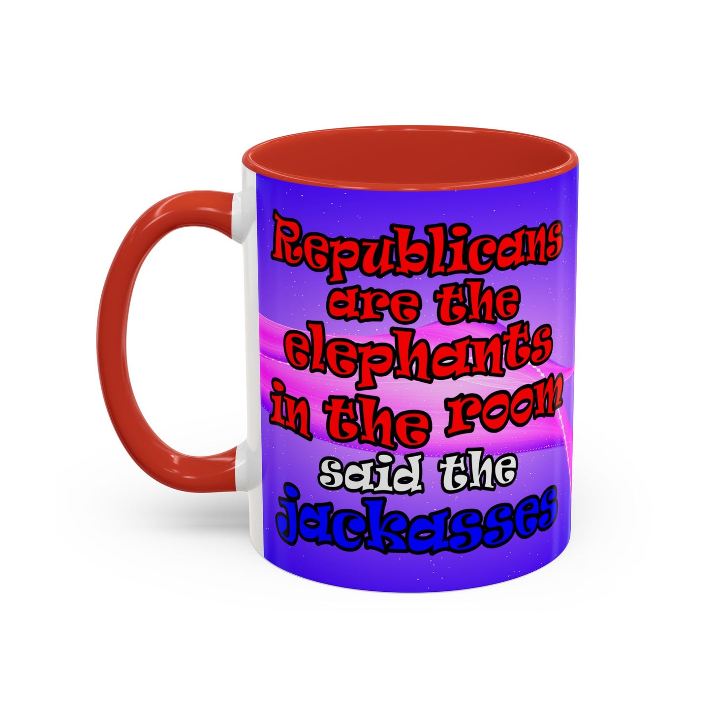 donkeys and elephants - Accent Mug (purple-pink wave)