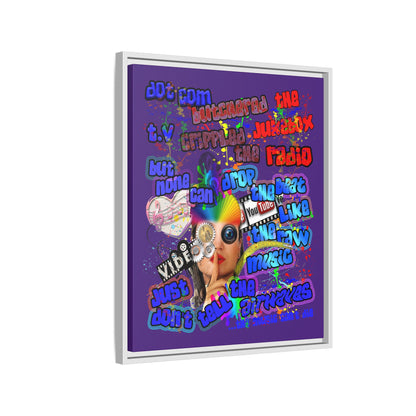 drop the beat - framed canvas art (purple)