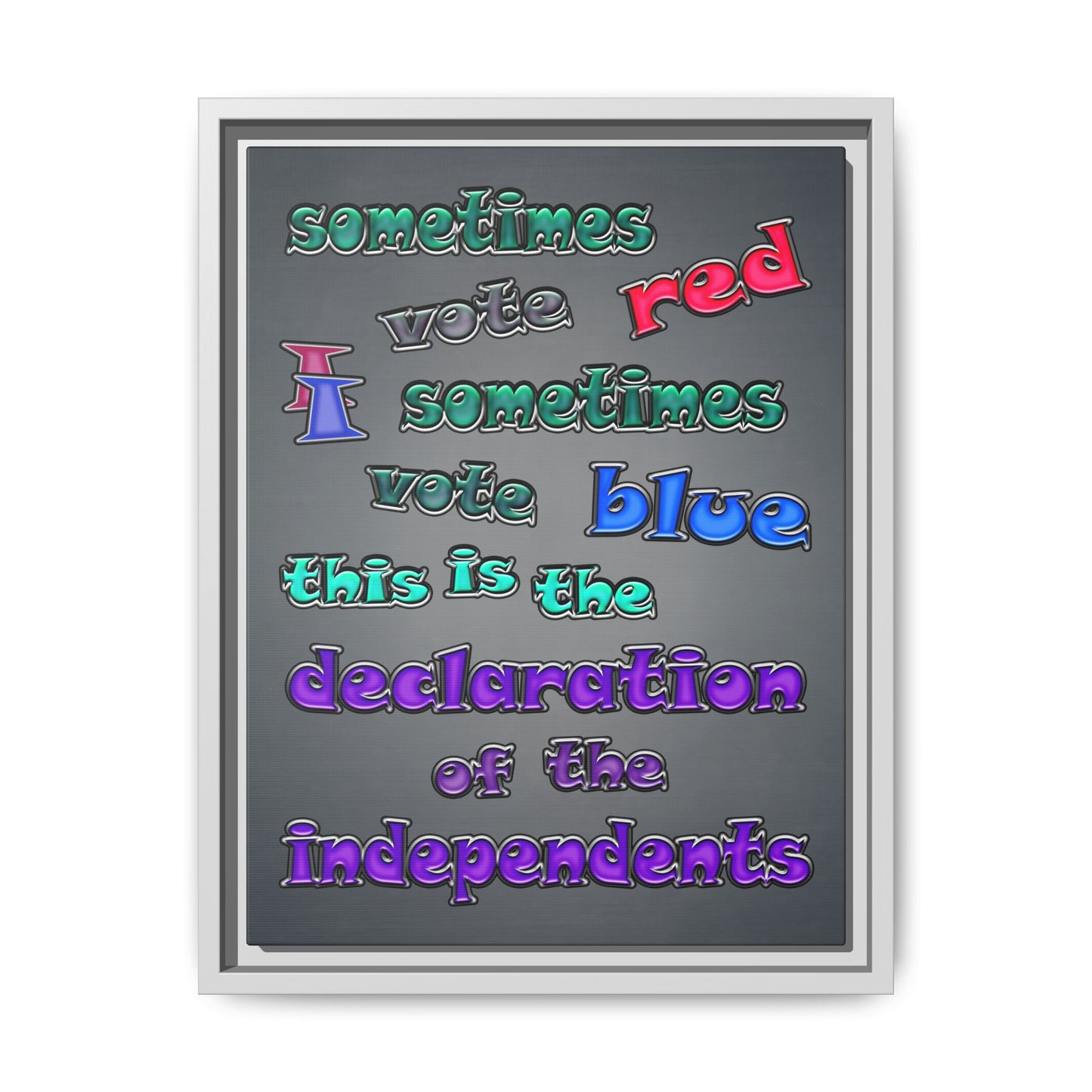 declaration of the independents - framed canvas art (grey-light grey)