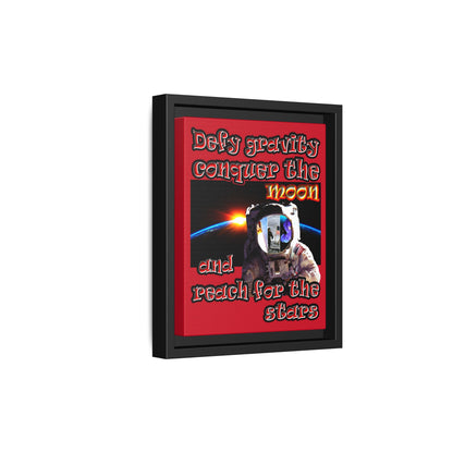 defy conquer reach - framed canvas art (dark red)
