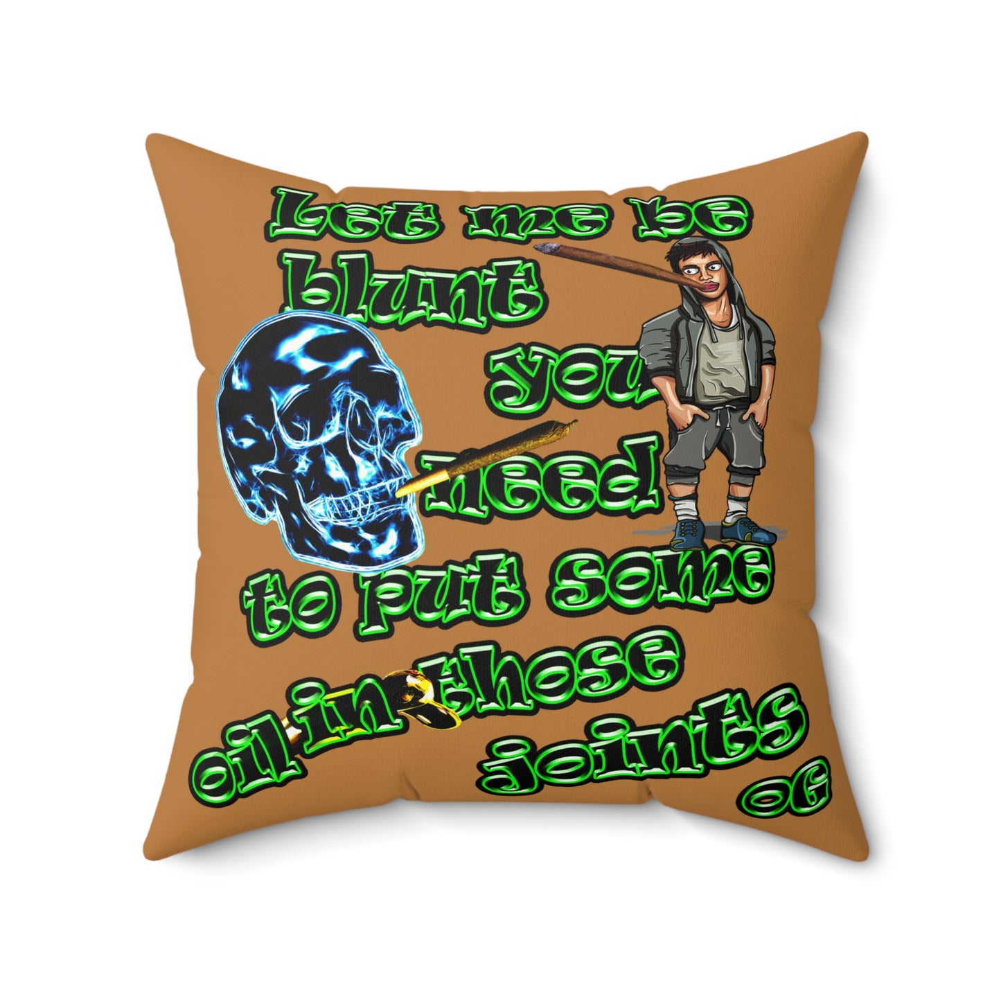og - Faux Suede Square Pillow - (light brown)