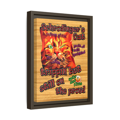 schrodinger's cat - framed canvas art (butterscotch wood finish)
