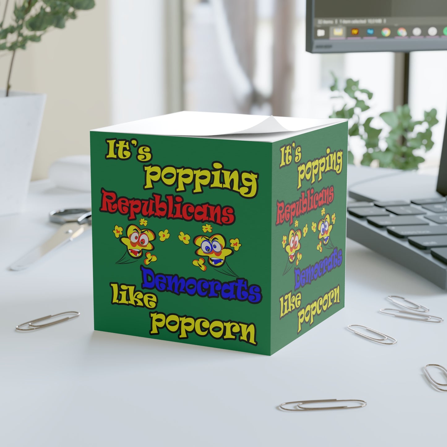 popping like popcorn - note cube (dark green)