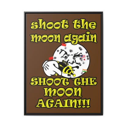shoot the moon again - framed canvas art (brown)
