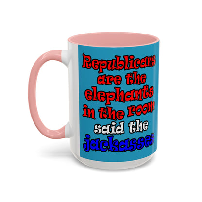 donkeys and elephants - Accent Mug (turquoise)