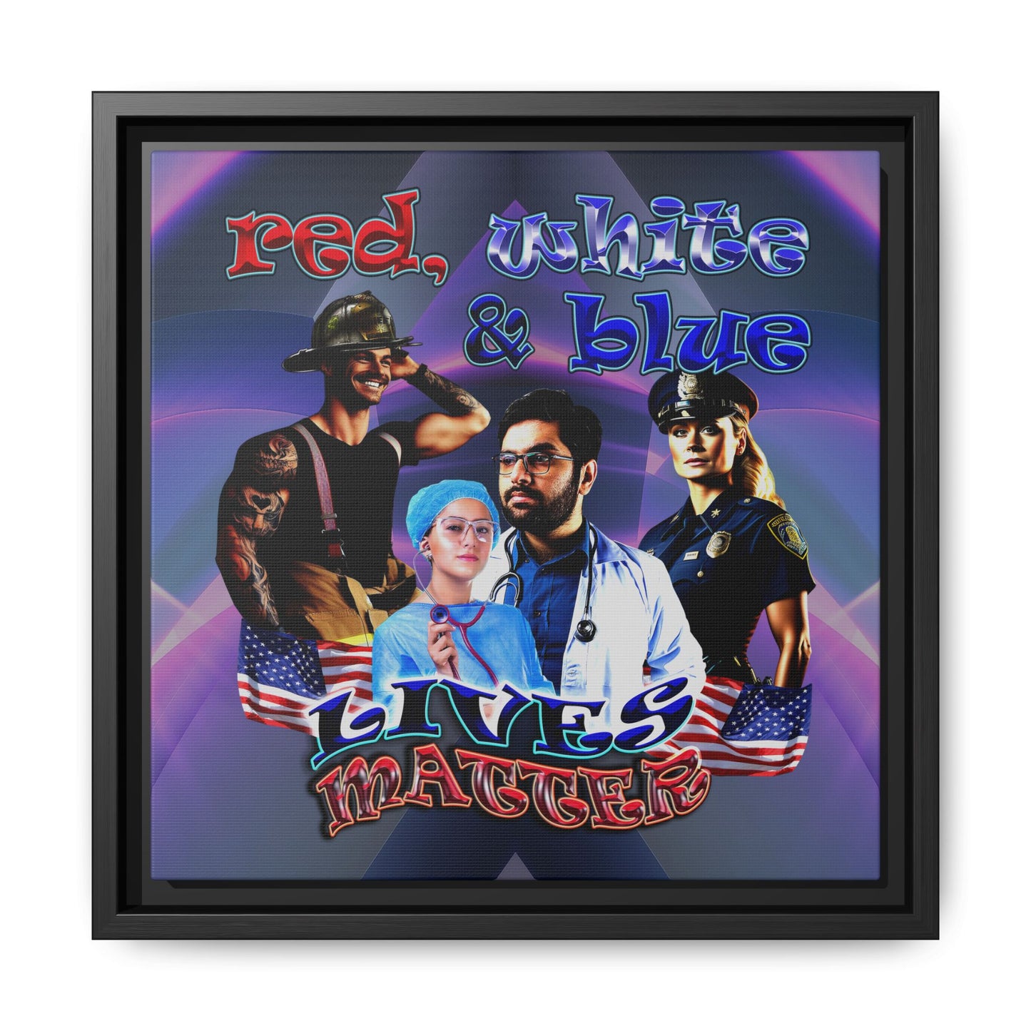 rw&b lives matter - framed canvas art (grey-pink wave)