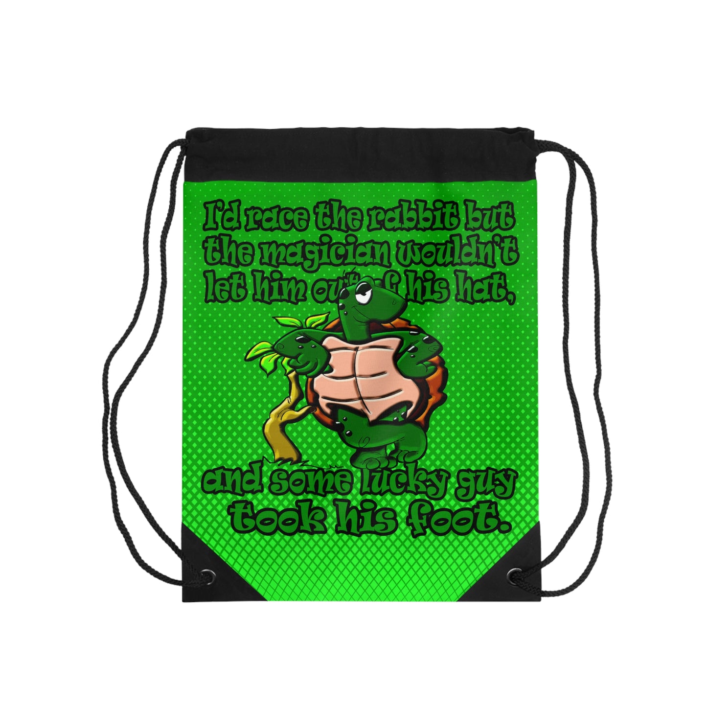 turtle race - Drawstring Bag (logo green)