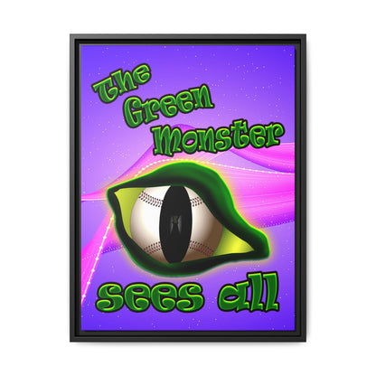 green monster - framed canvas art (purple-pink wave)