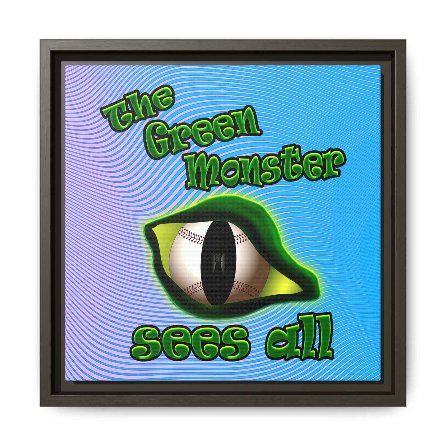 green monster - framed canvas art (light blue-purple wave)