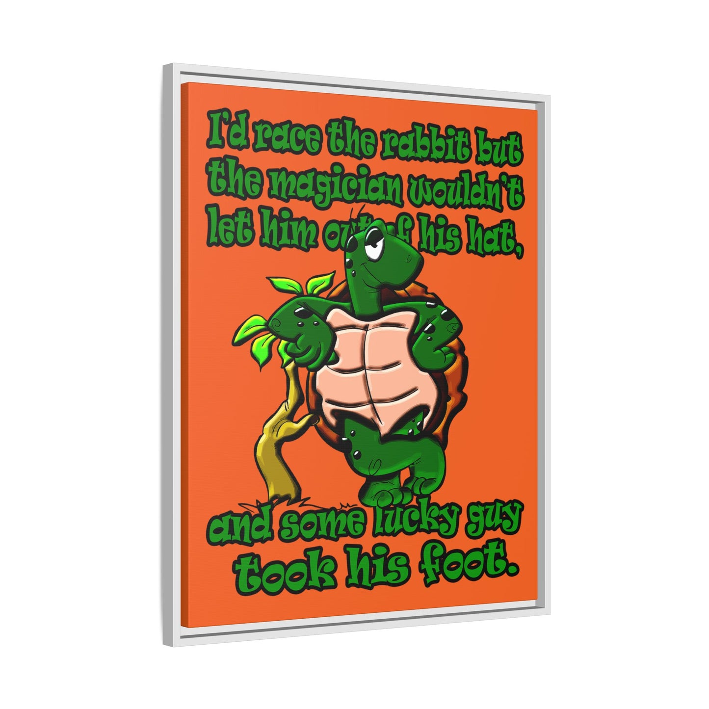 turtle race - framed canvas art (orange)