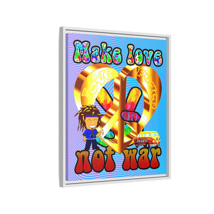 love peace - framed canvas art (light blue-purple wave)