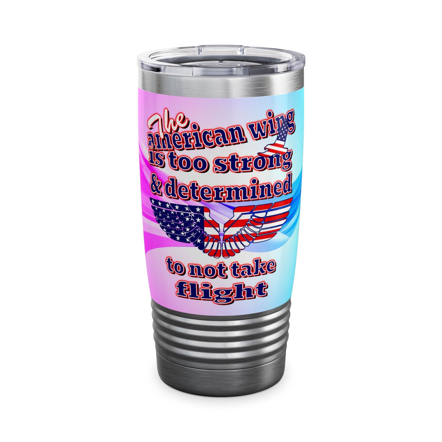 american wing - Ringneck Tumbler, 20oz (light blue-pink wave)