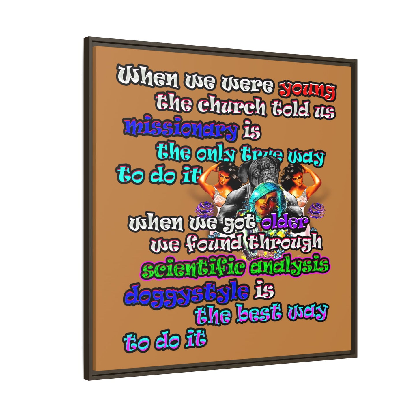 doggystyle - framed canvas art (light brown)