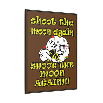 shoot the moon again - framed canvas art (brown)
