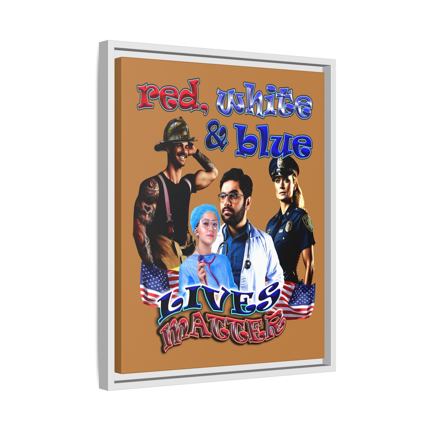 rw&b lives matter - framed canvas art (light brown)