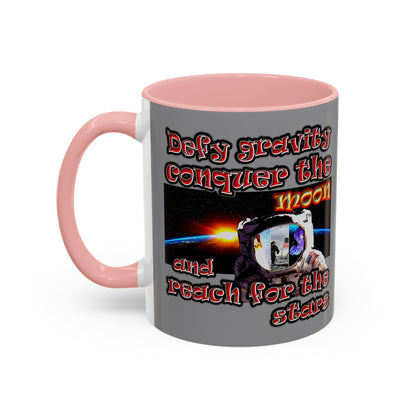 defy conquer reach - Accent Mug (grey)