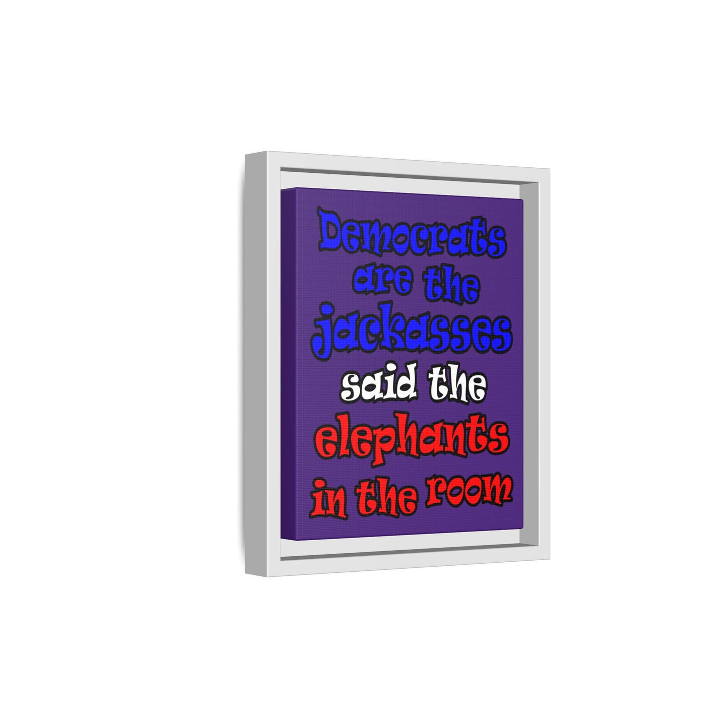 donkeys and elephants - framed canvas art (purple)