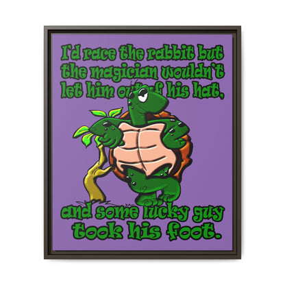 turtle race - framed canvas art (light purple)