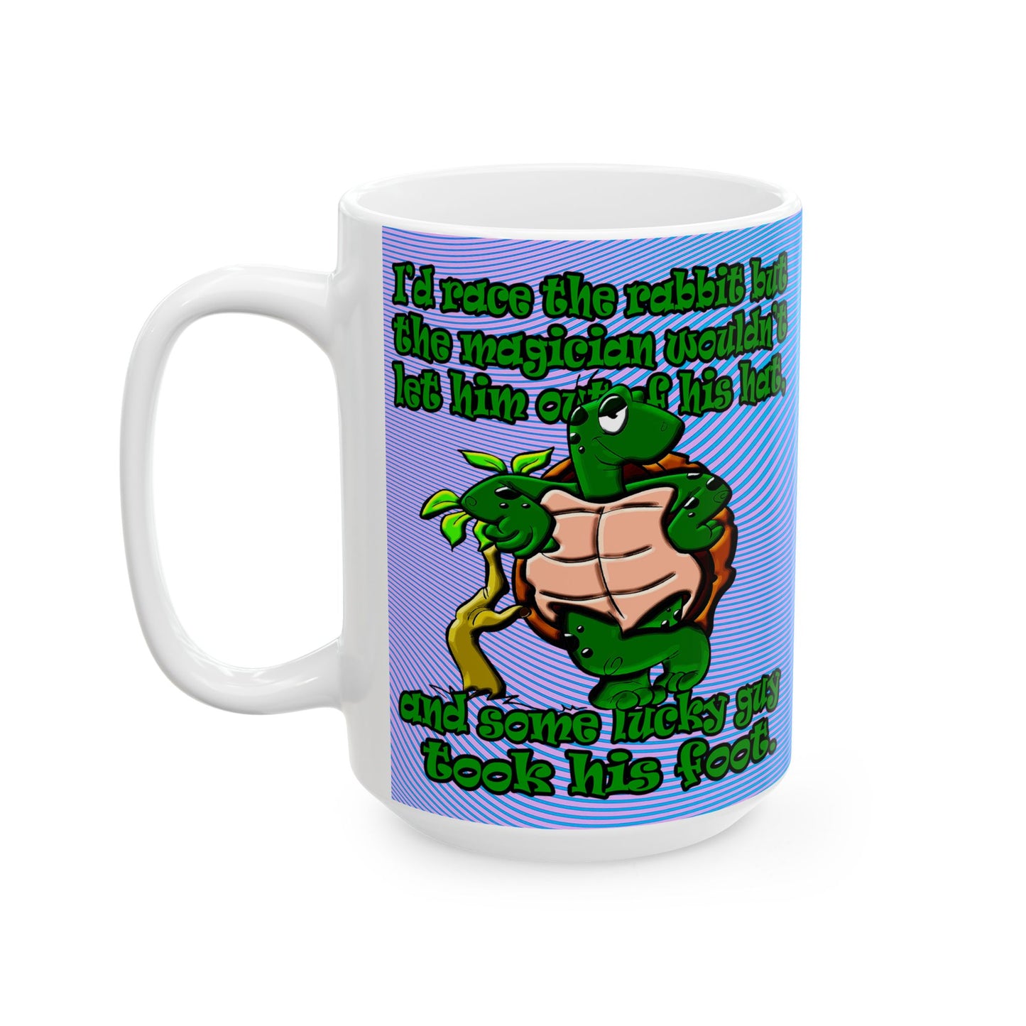 turtle race - White Mug (light blue-purple wave)