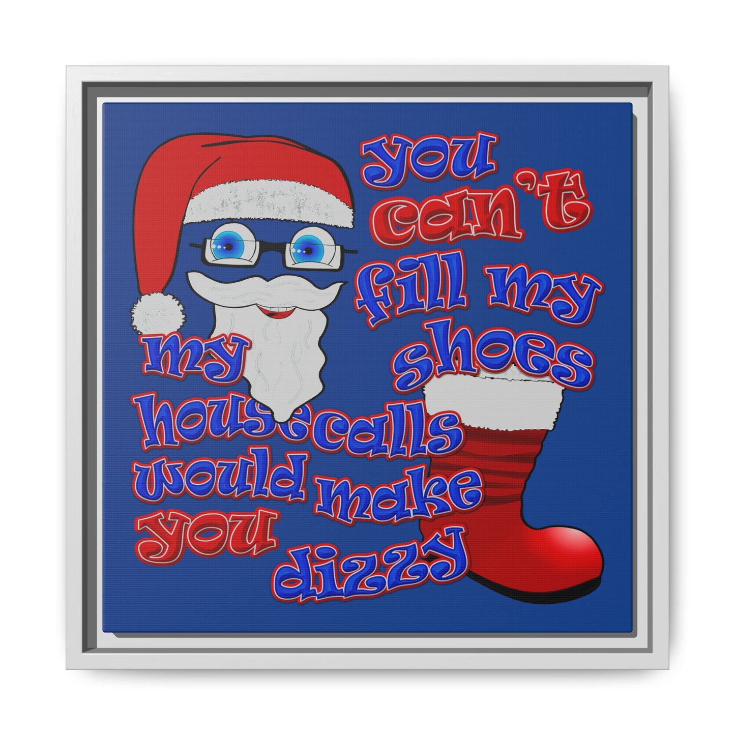 santa's shoes - framed canvas art (dark blue)