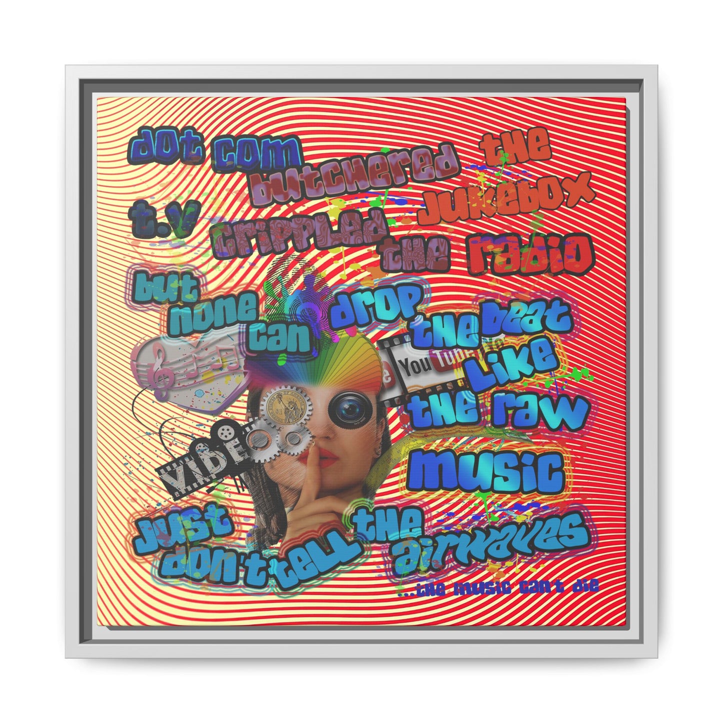 drop the beat - framed canvas art (yellow-orange wave)