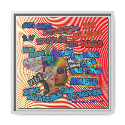 drop the beat - framed canvas art (yellow-orange wave)