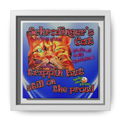 schrodinger's cat - framed canvas art (blue-white wave)