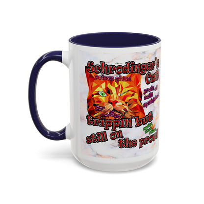 schrodinger's cat - Accent Mug (white marble)
