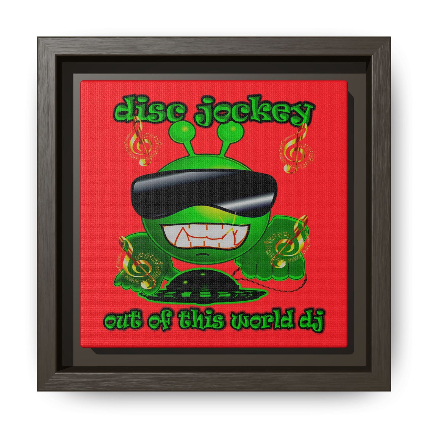 disc jockey - framed canvas art (red)