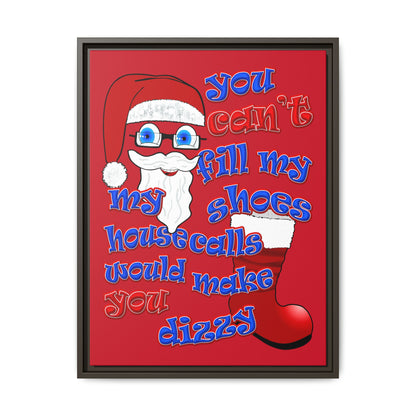santa's shoes - framed canvas art (dark red)