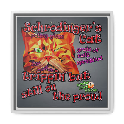 schrodinger's cat - framed canvas art (grey-light grey)