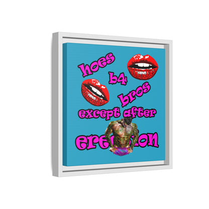 hoes b4 bros - framed canvas art (turquoise)