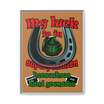 my luck - framed canvas art (light brown)