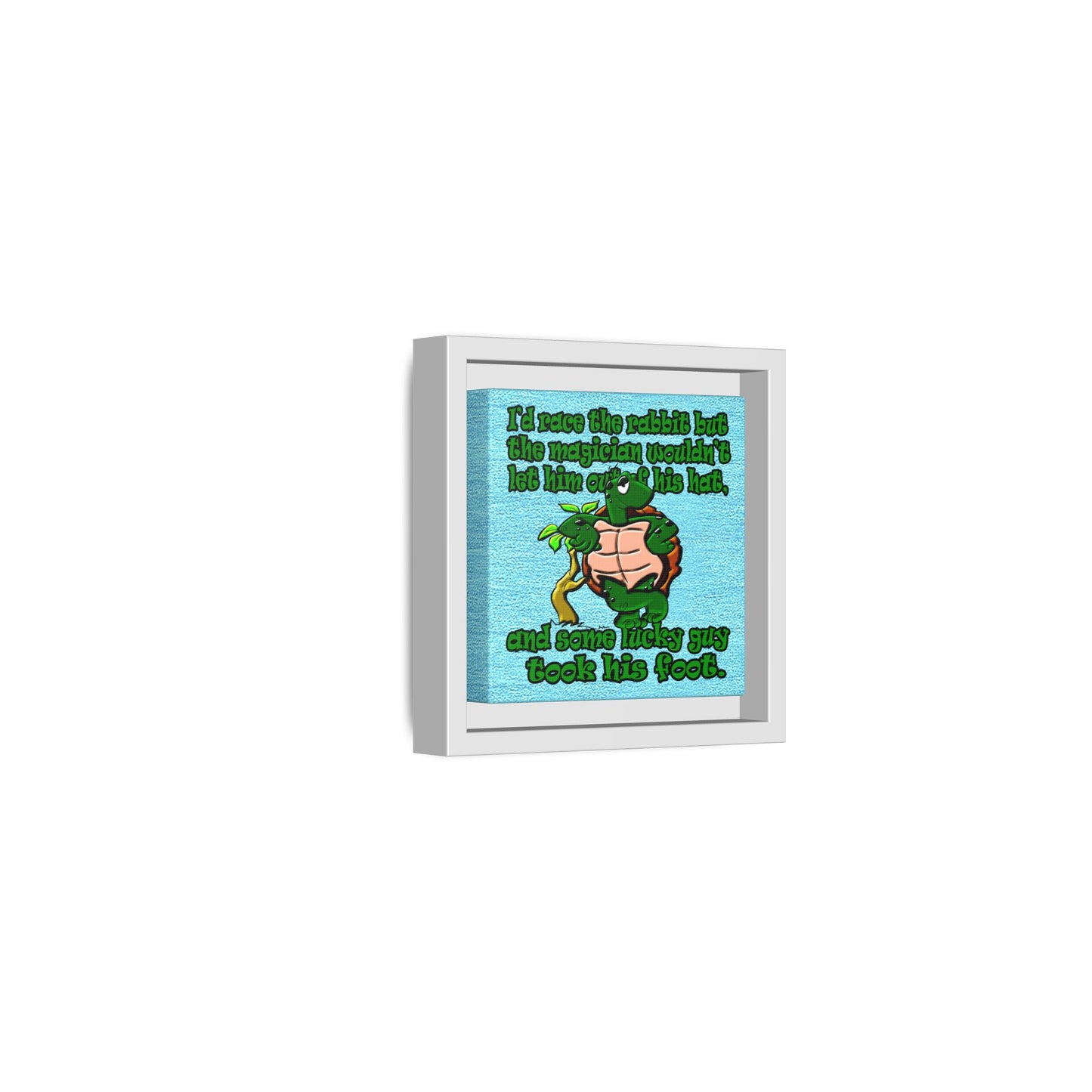 turtle race - framed canvas art (faded blue)