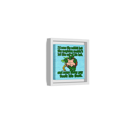 turtle race - framed canvas art (faded blue)