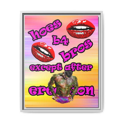 hoes b4 bros - framed canvas art (color blur)