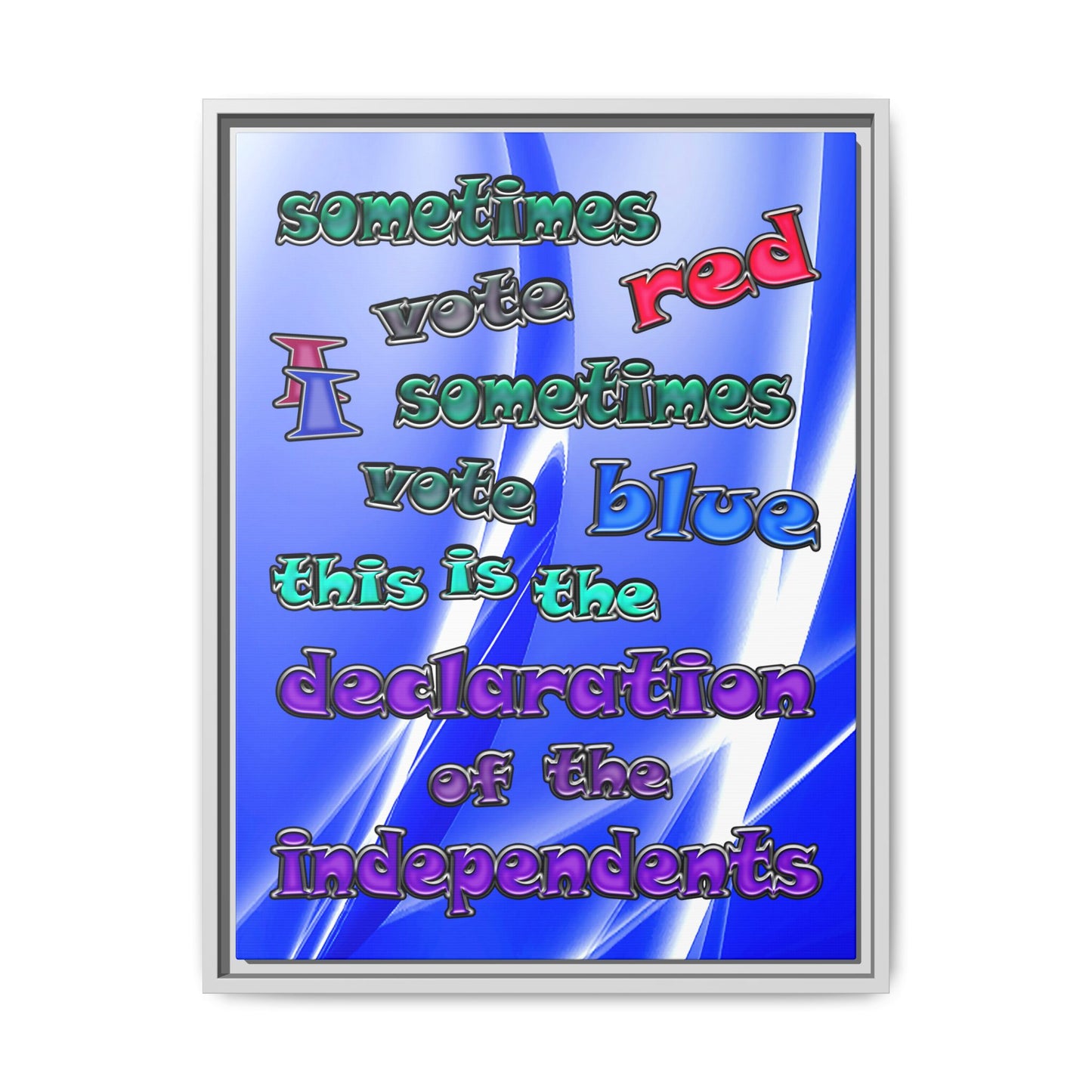 declaration of the independents - framed canvas art (blue-white wave)
