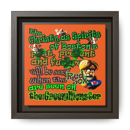 christmas spirits of boston - framed canvas art (orange)