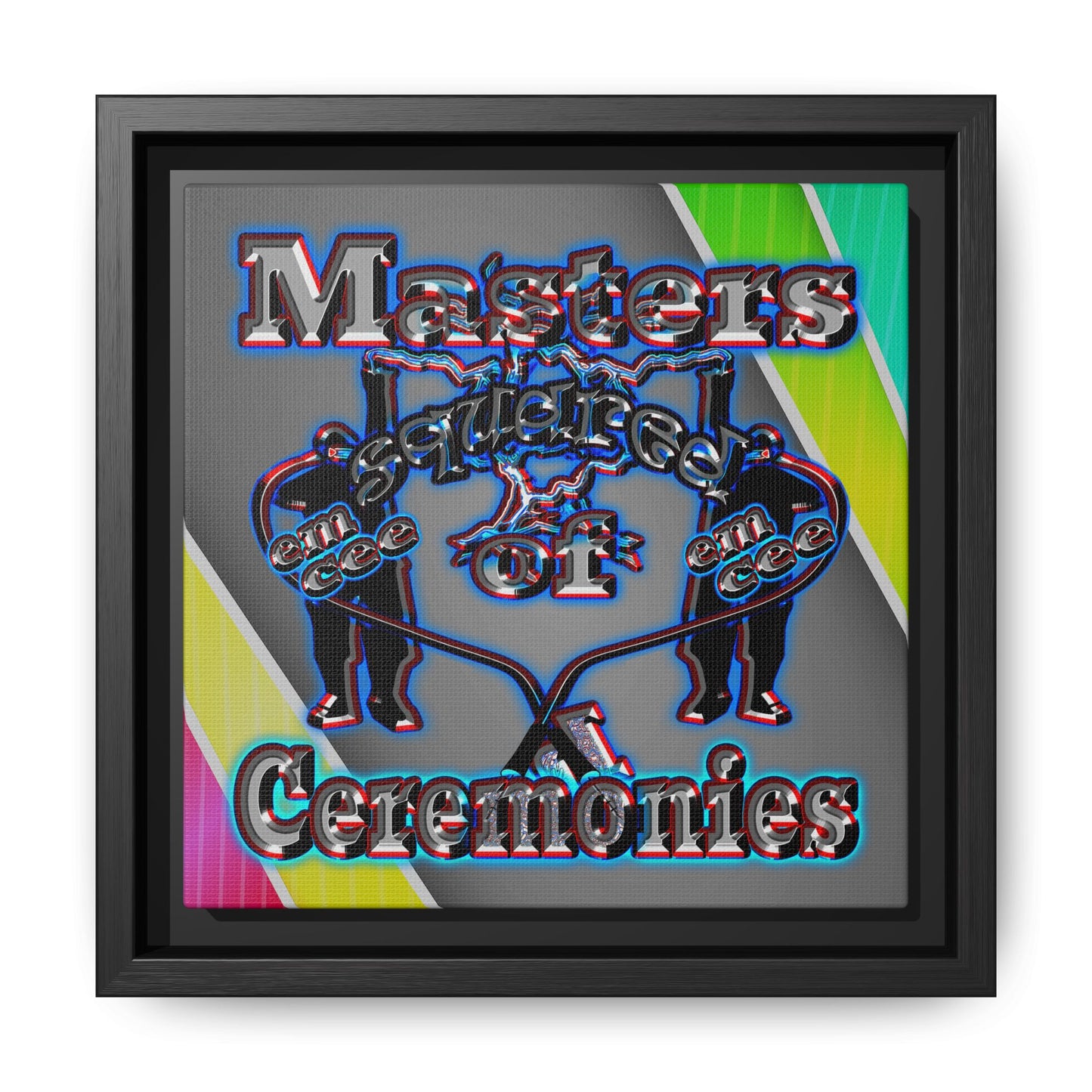 em cee squared - framed canvas art (rainbow split)
