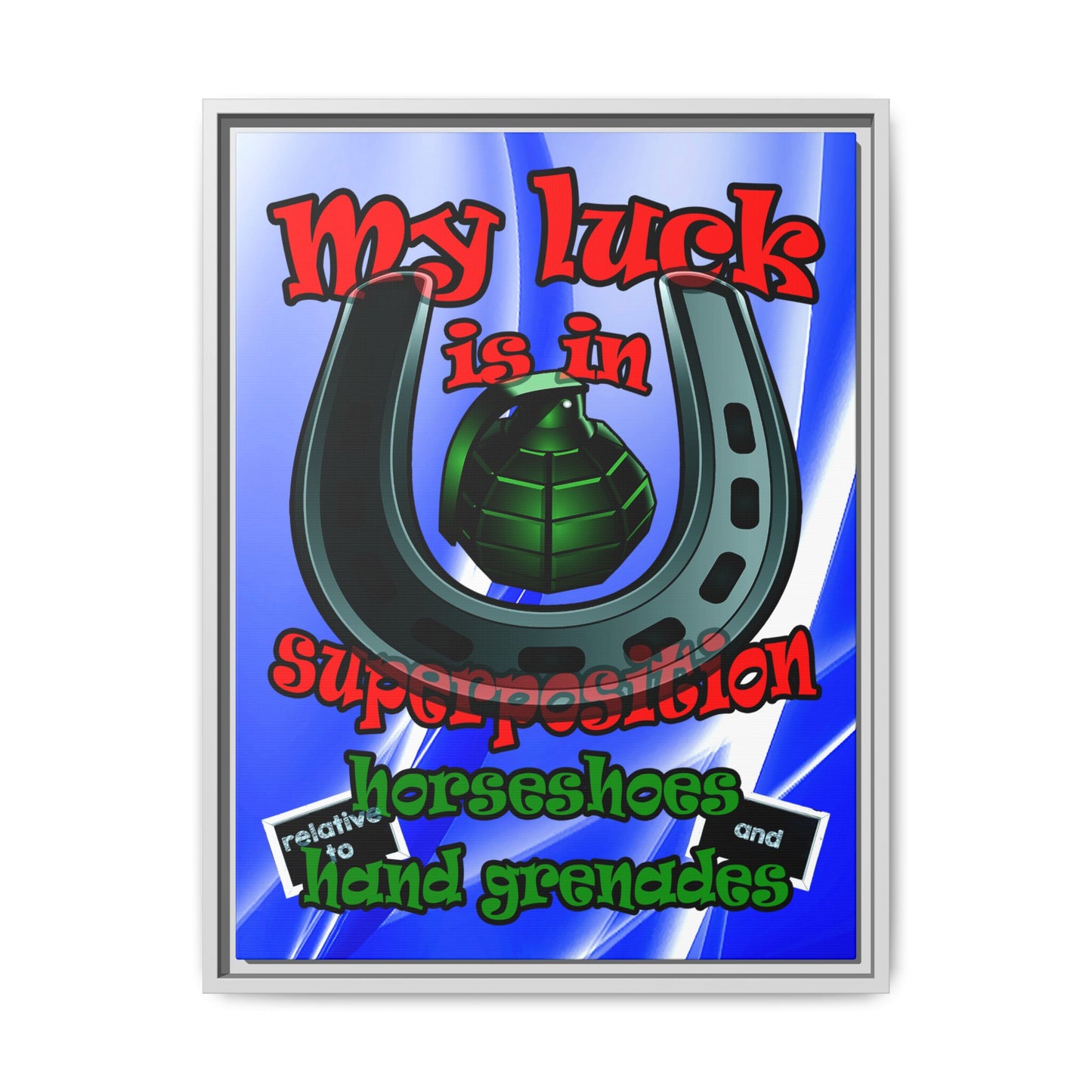 my luck - framed canvas art (blue-white wave)
